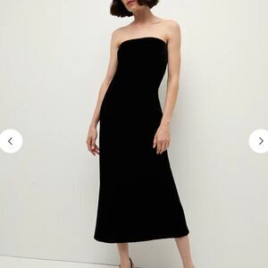 Veronica Beard Flora Strapless Velvet Midi Dress in Black, Size 12